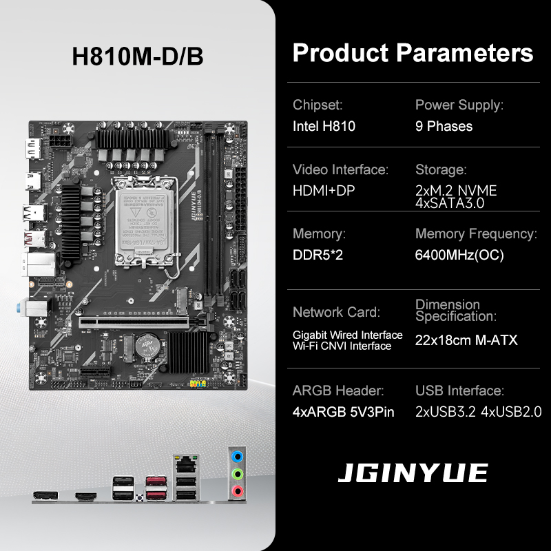 JGINYUE H810M-D/B M-ATX Gaming - Lga1851 Gaming Motherboard review and price