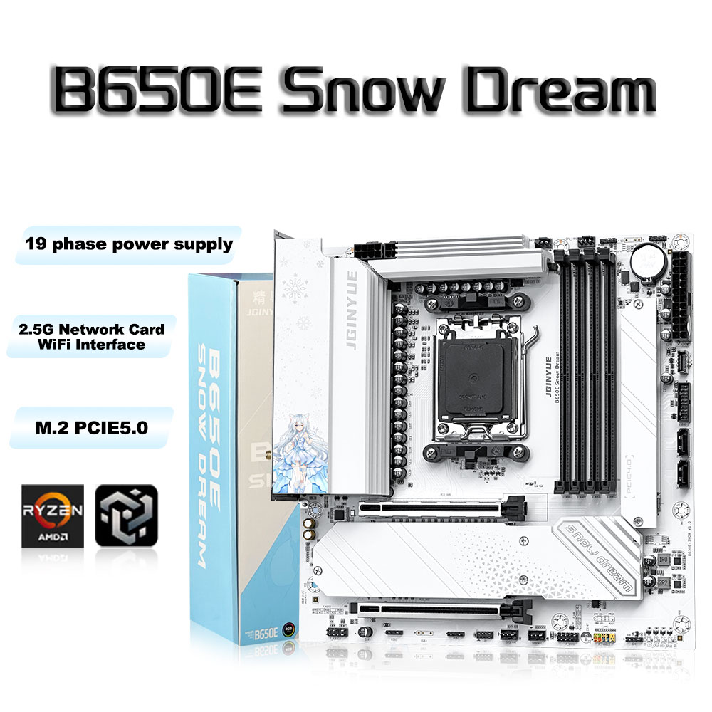 JGINYUE B650E Snow Dream AM5 M - Am5 Micro Atx Pcie 5.0 Motherboard review and price